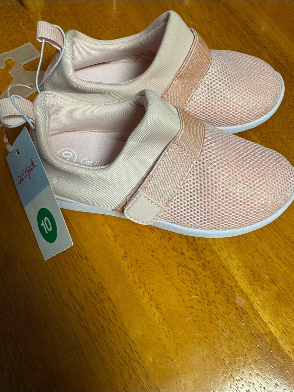 Cat & Jack NWT 10 Girls' Slip-On Velcro pink sparkly water shoes Sneakers